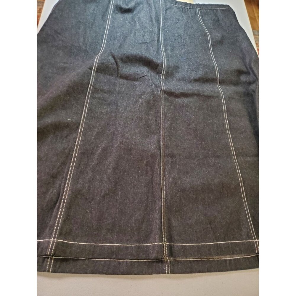NWT Terry Lewis Plus Size 3XL A-Line Denim Jean Skirt Midi Dark Seamed Slimming - Picture 4 of 14